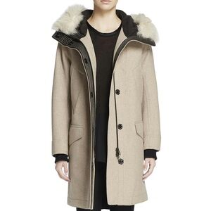 Rag & Bone Marlowe Wool Coat/Detachable Real Lamb Shearling Trim